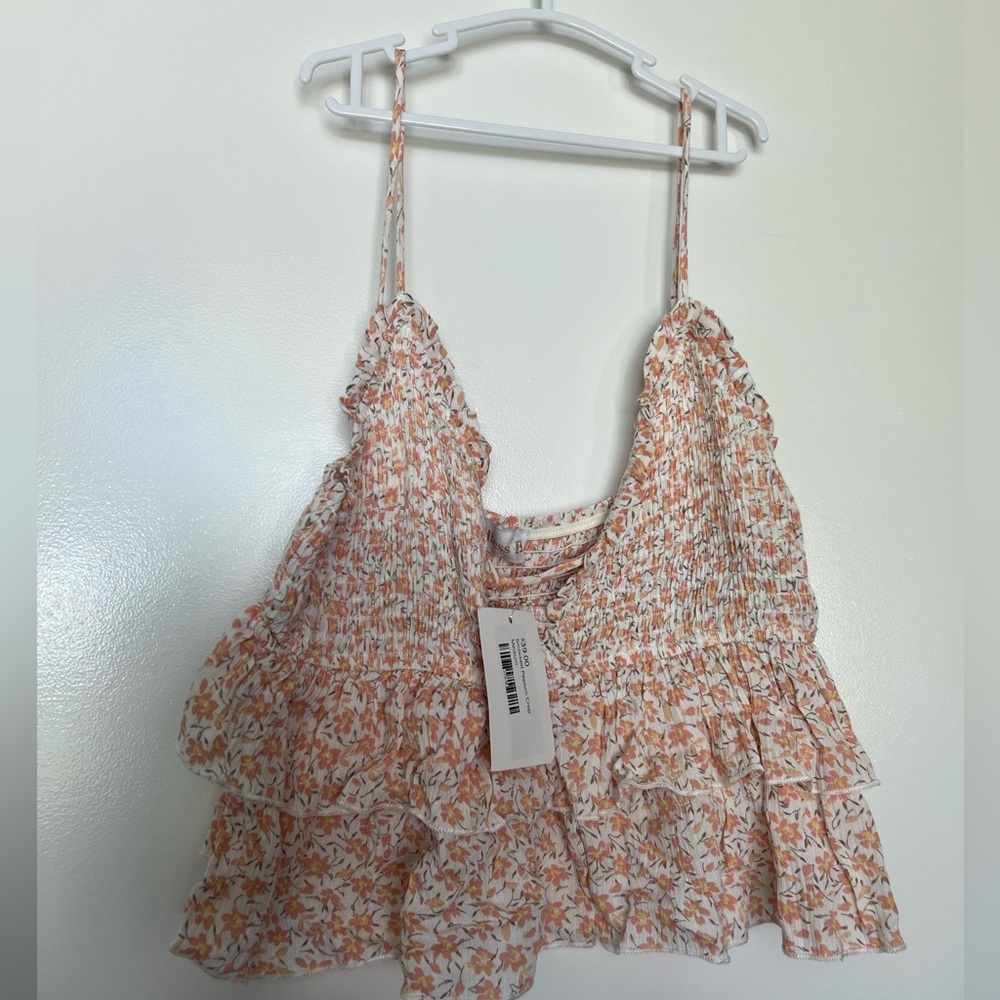 women’s smocked peplum crop